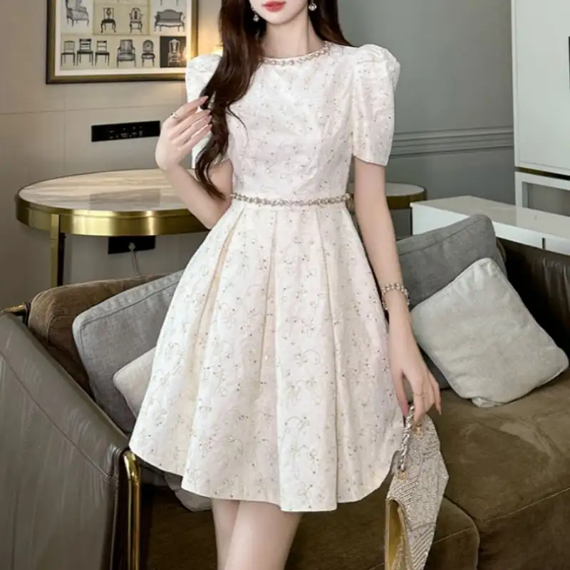 ワンピース 2色展開 レース ラインストーン 大きいサイズ ベージュ ブラック