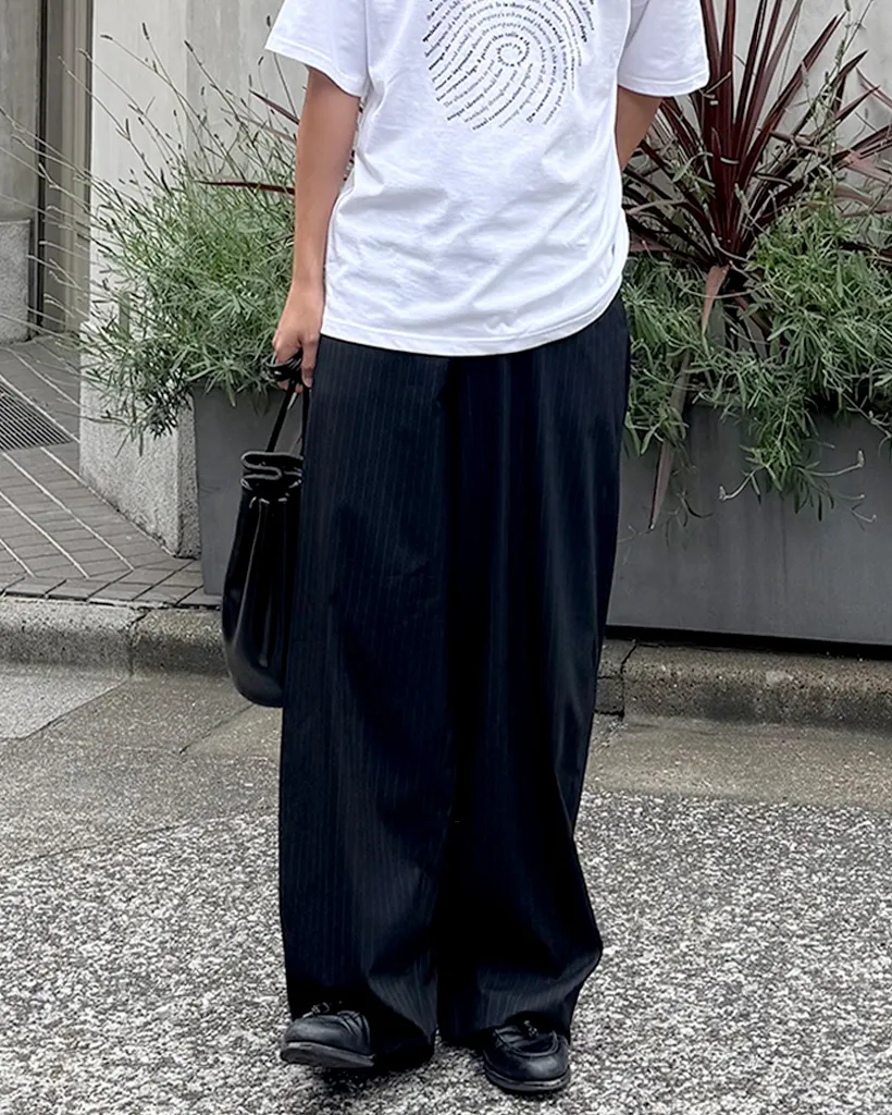 ピンストライプワイドスラックス
