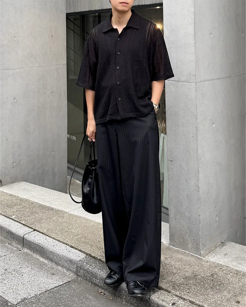 ピンストライプワイドスラックス