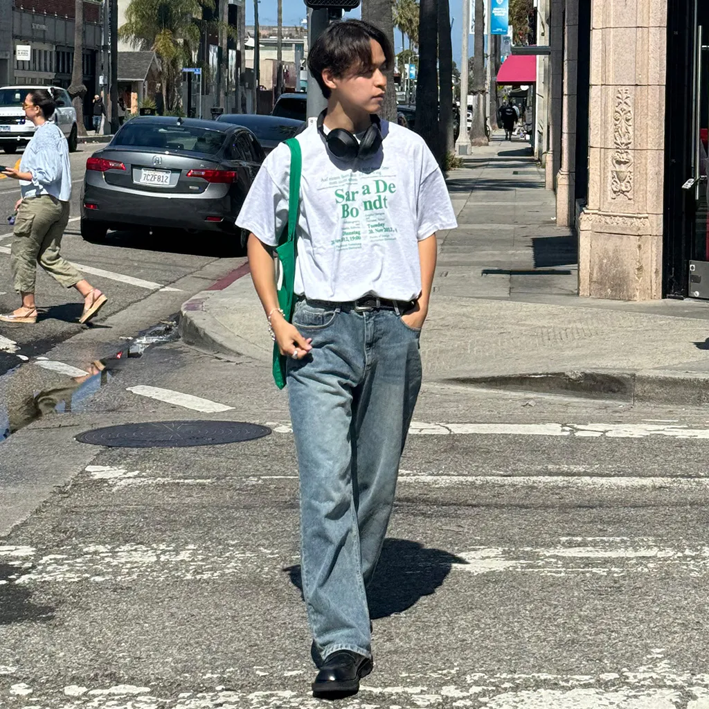 (ユニセックス) セミワイドデニムパンツ