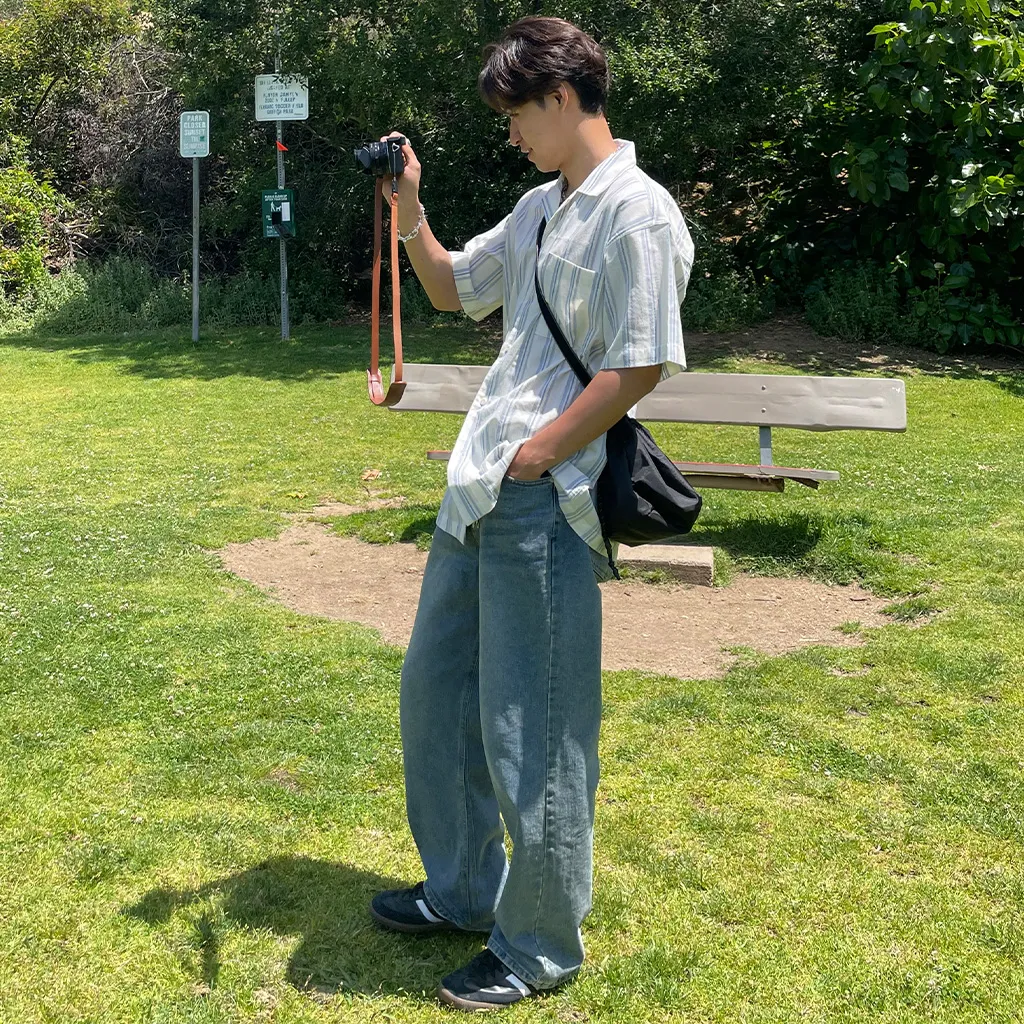 (ユニセックス) セミワイドデニムパンツ