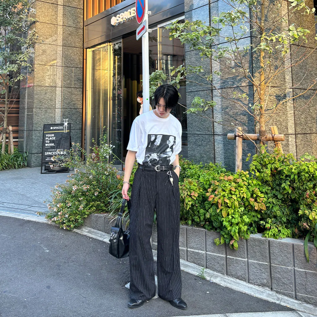 ストライプワイドスラックス