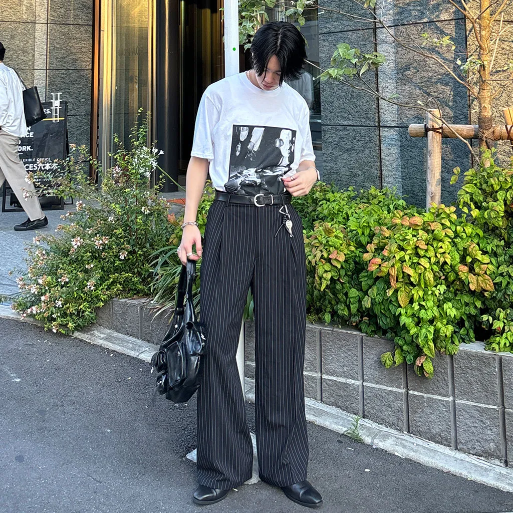 ストライプワイドスラックス