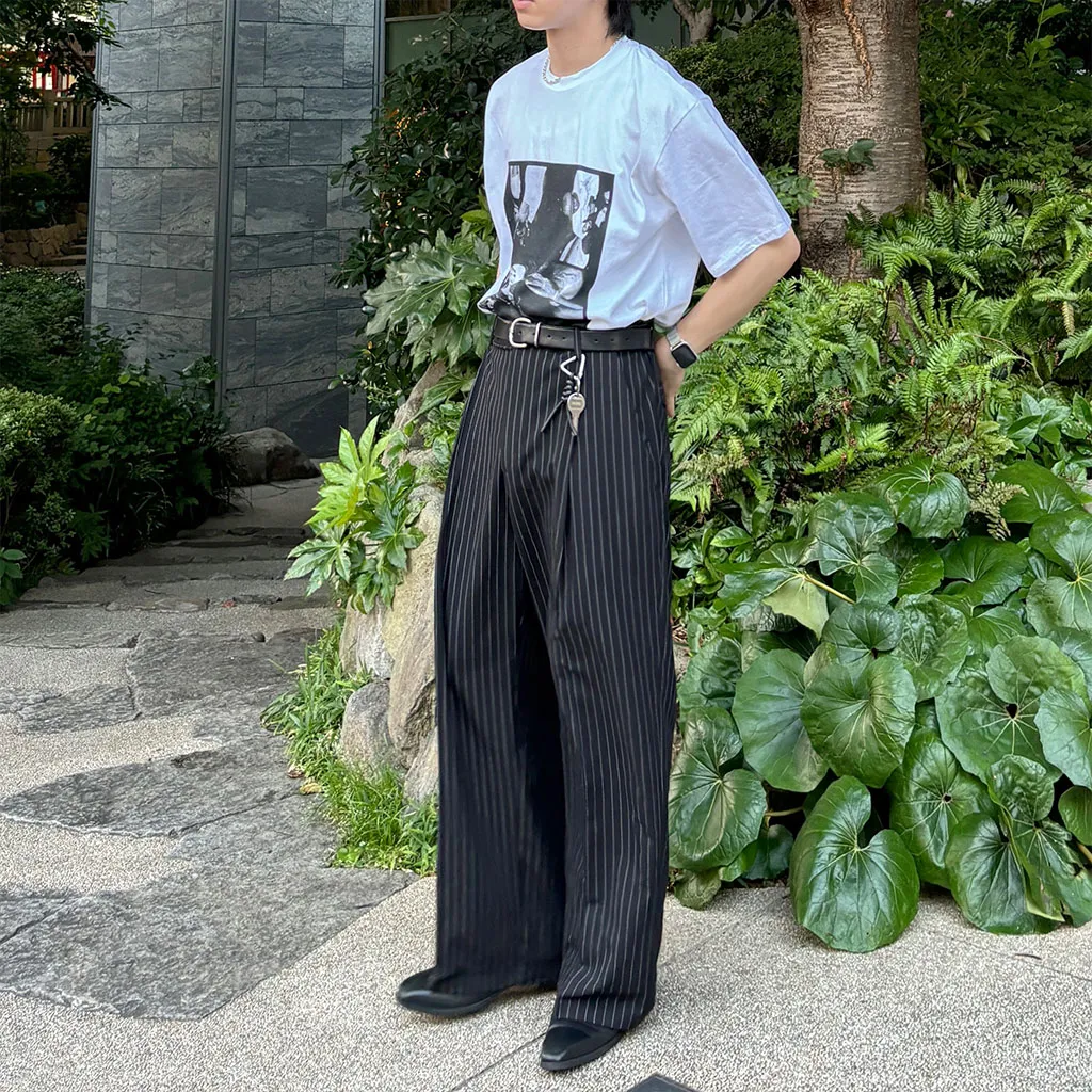 ストライプワイドスラックス