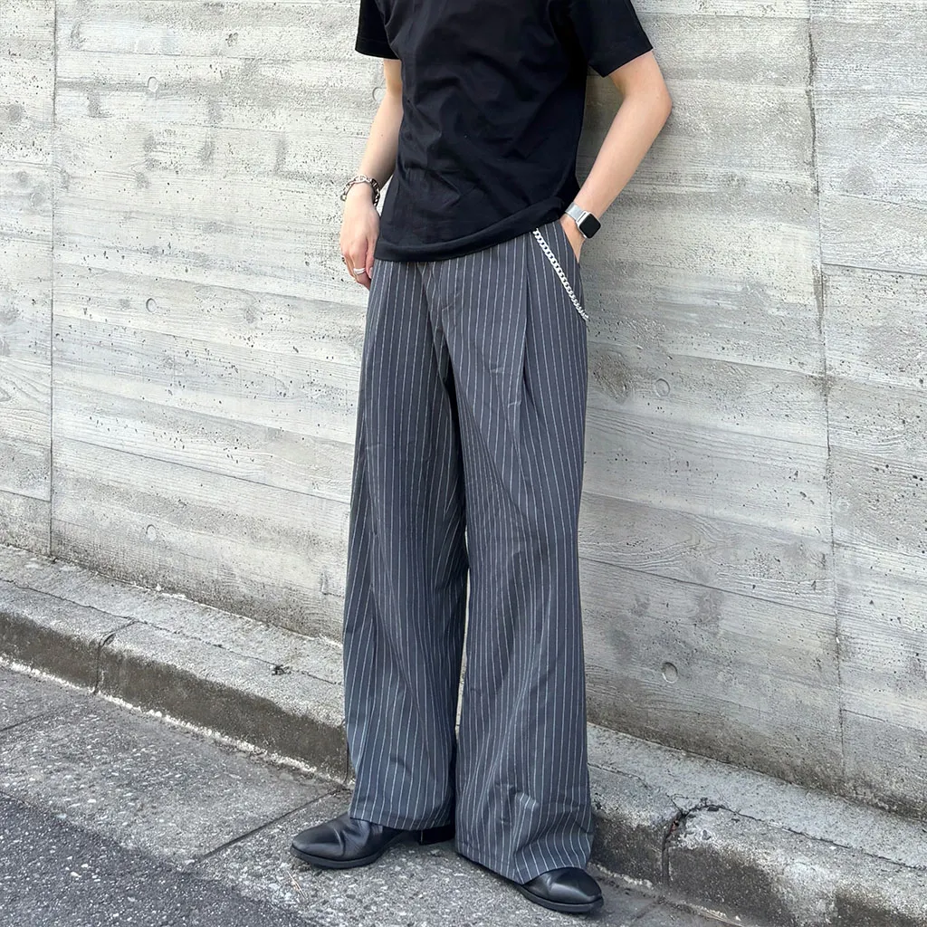 ストライプワイドスラックス
