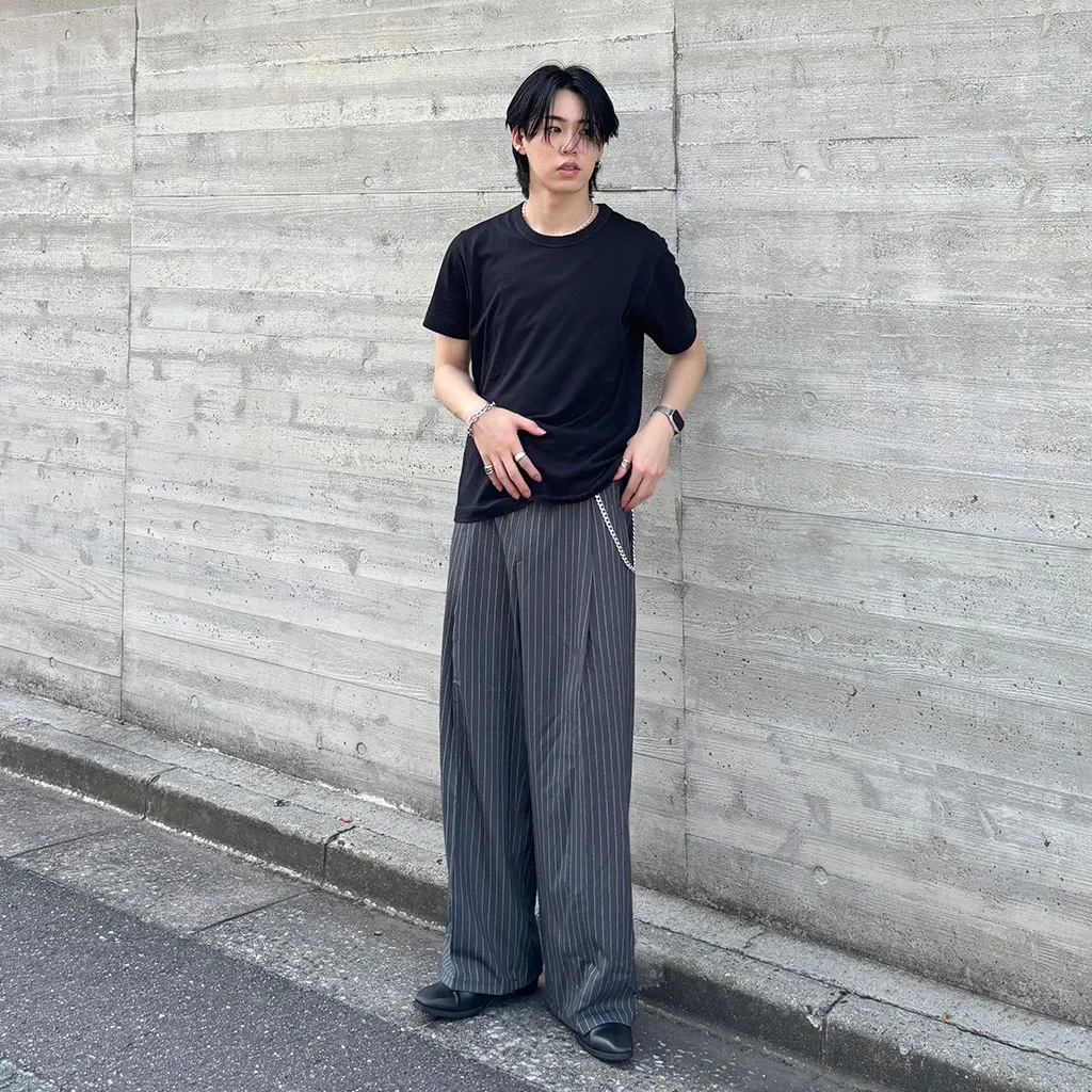 ストライプワイドスラックス