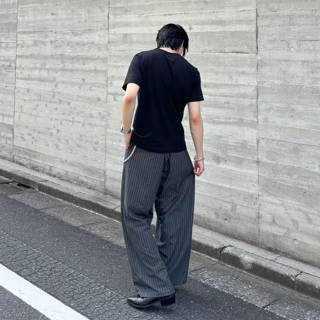 ストライプワイドスラックス
