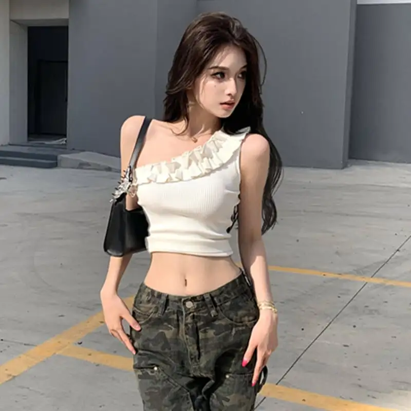 トップス キャミソール セクシー ペプラム 着痩せ ホワイト