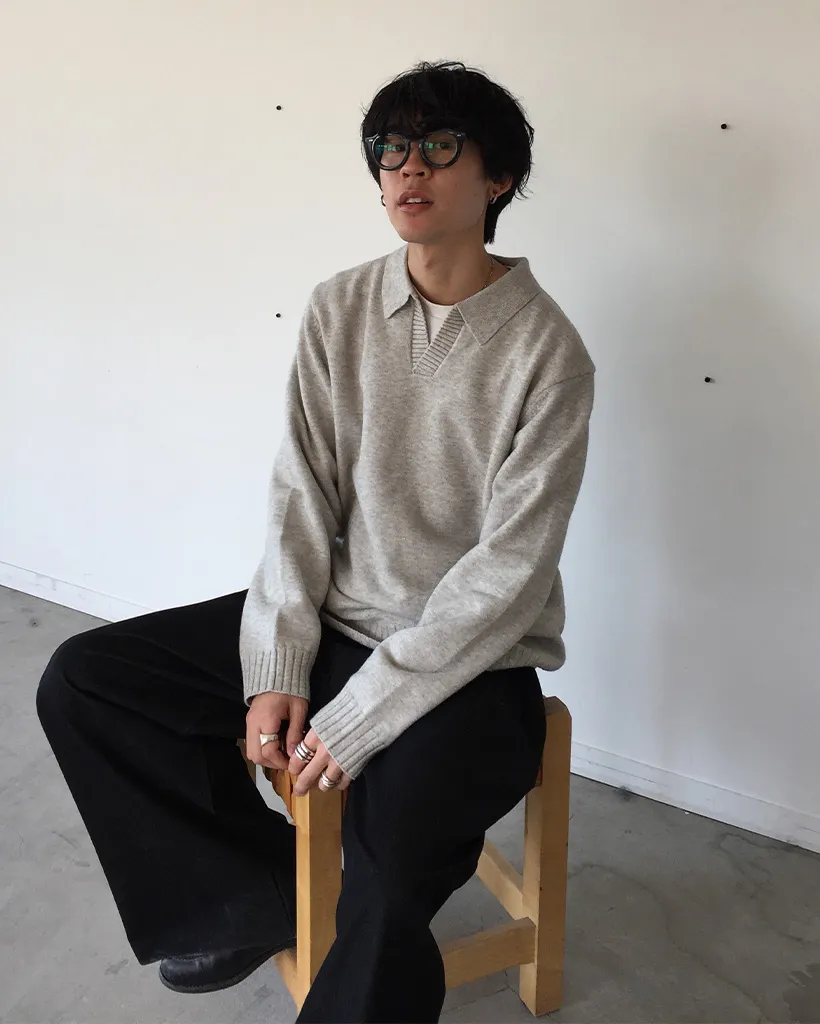 (ユニセックス)タック入りデニムワイドスラックス