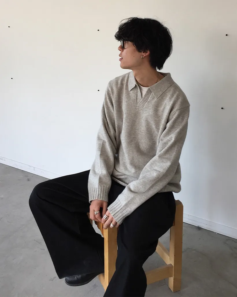 (ユニセックス)タック入りデニムワイドスラックス
