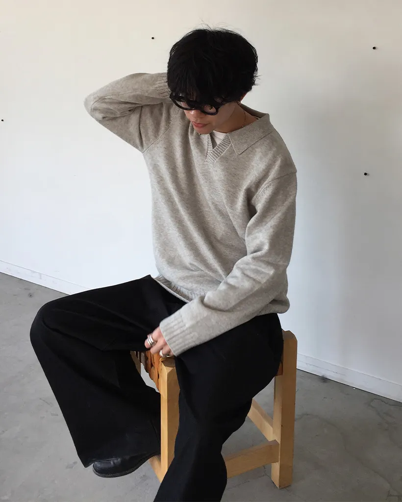 (ユニセックス)タック入りデニムワイドスラックス