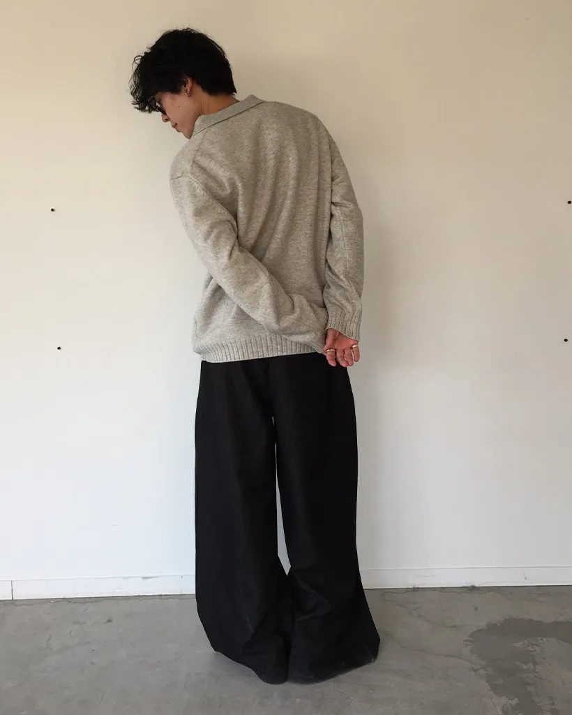 (ユニセックス)タック入りデニムワイドスラックス
