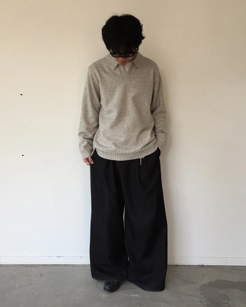 (ユニセックス)タック入りデニムワイドスラックス