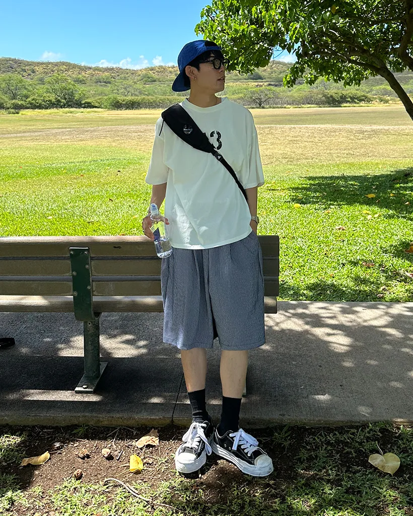 ストライプバミューダハーフパンツ