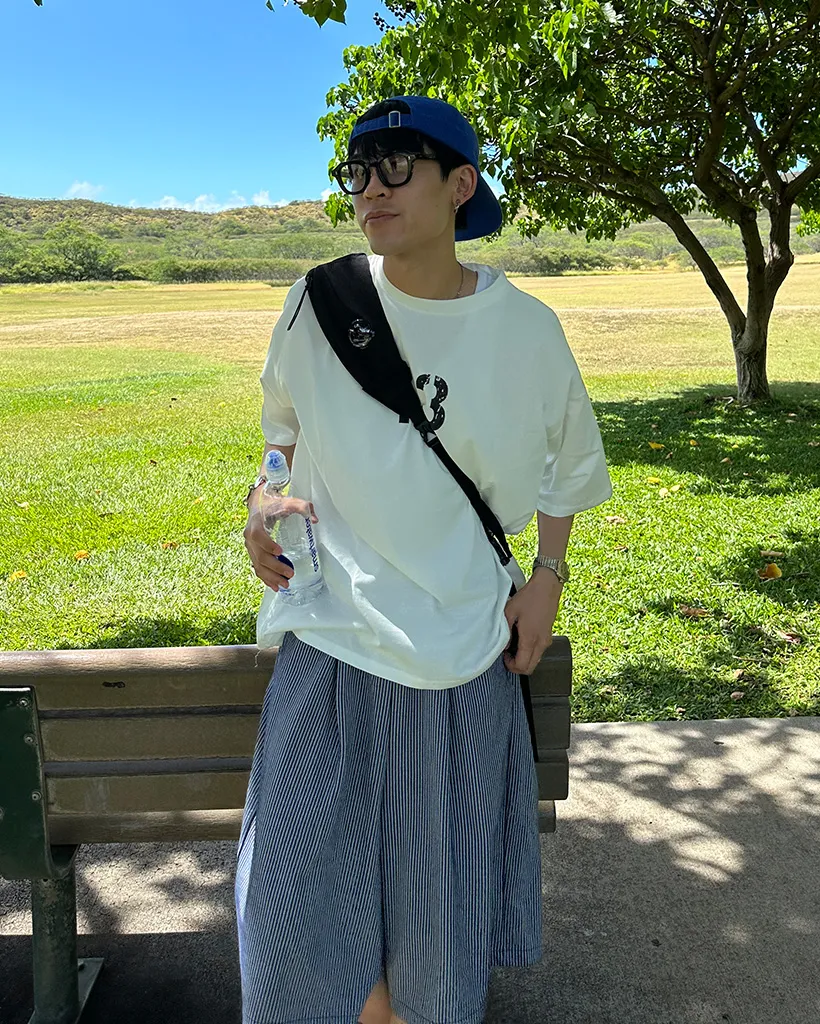 ストライプバミューダハーフパンツ