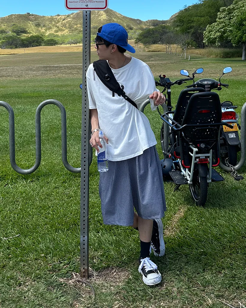 ストライプバミューダハーフパンツ