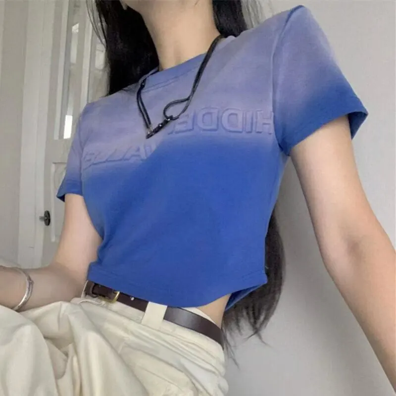 トップス Tシャツ アルファベット カジュアル 半袖 ブルー ピンク