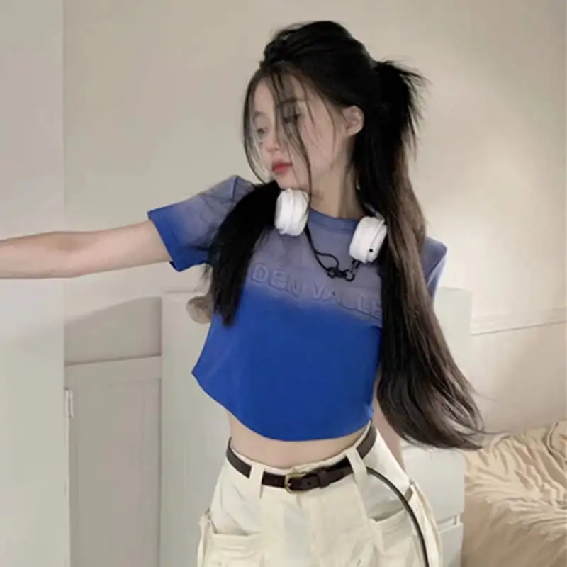 トップス Tシャツ アルファベット カジュアル 半袖 ブルー ピンク