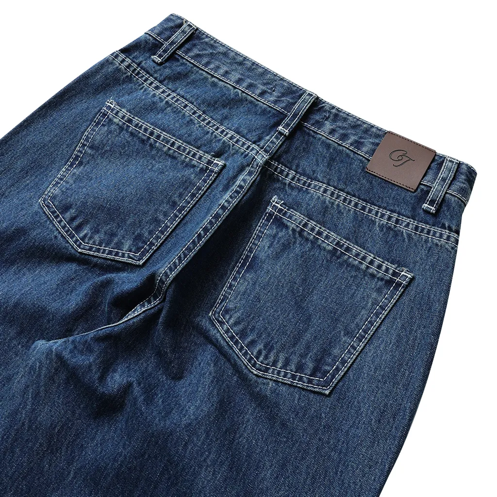 ピンタックストレートデニムパンツ