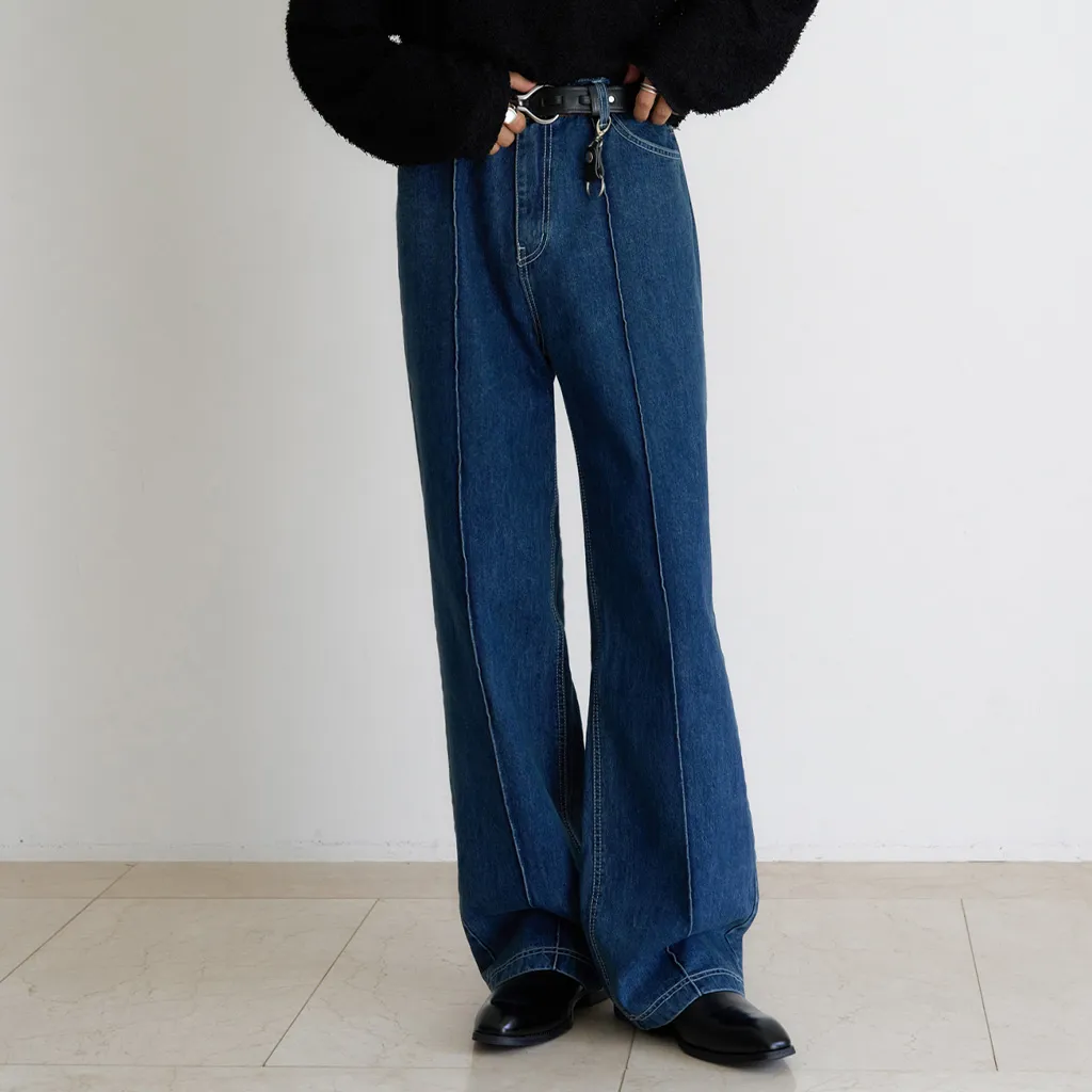 ピンタックストレートデニムパンツ