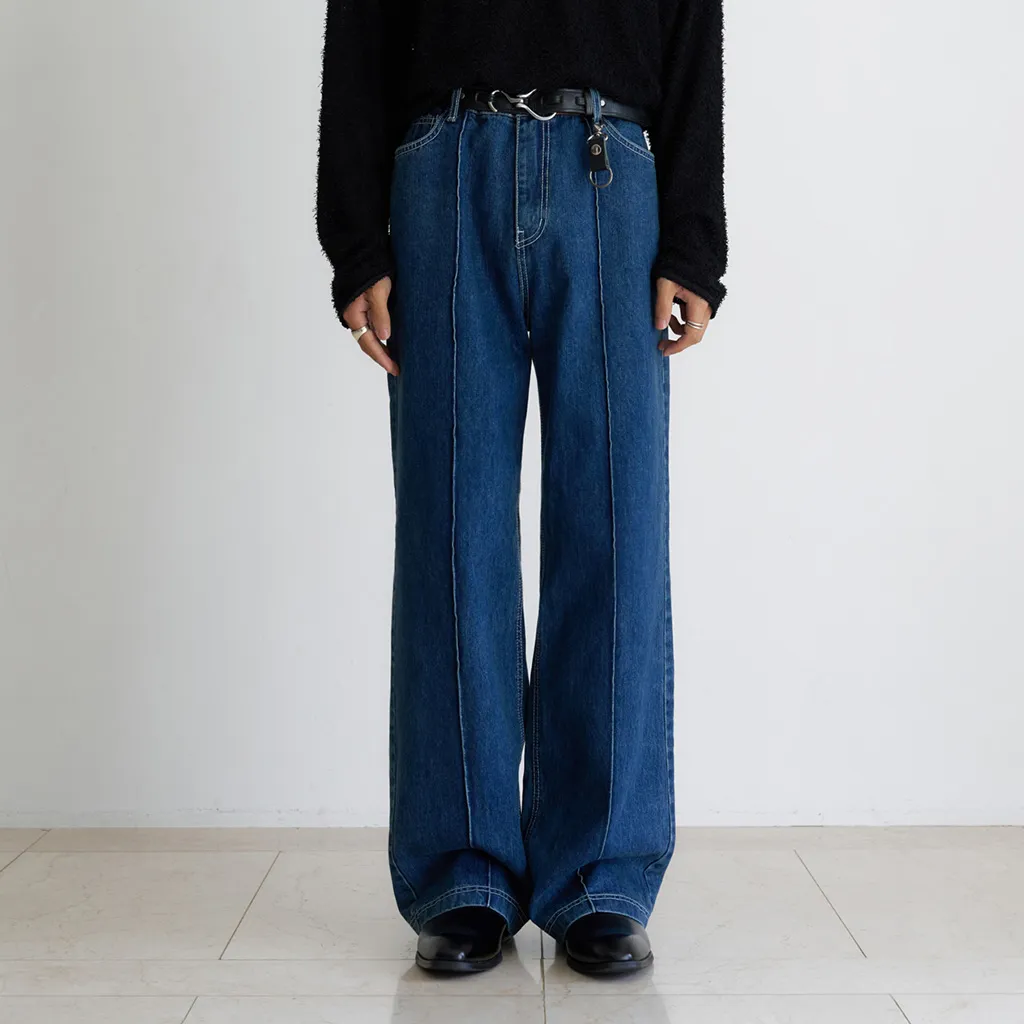 ピンタックストレートデニムパンツ
