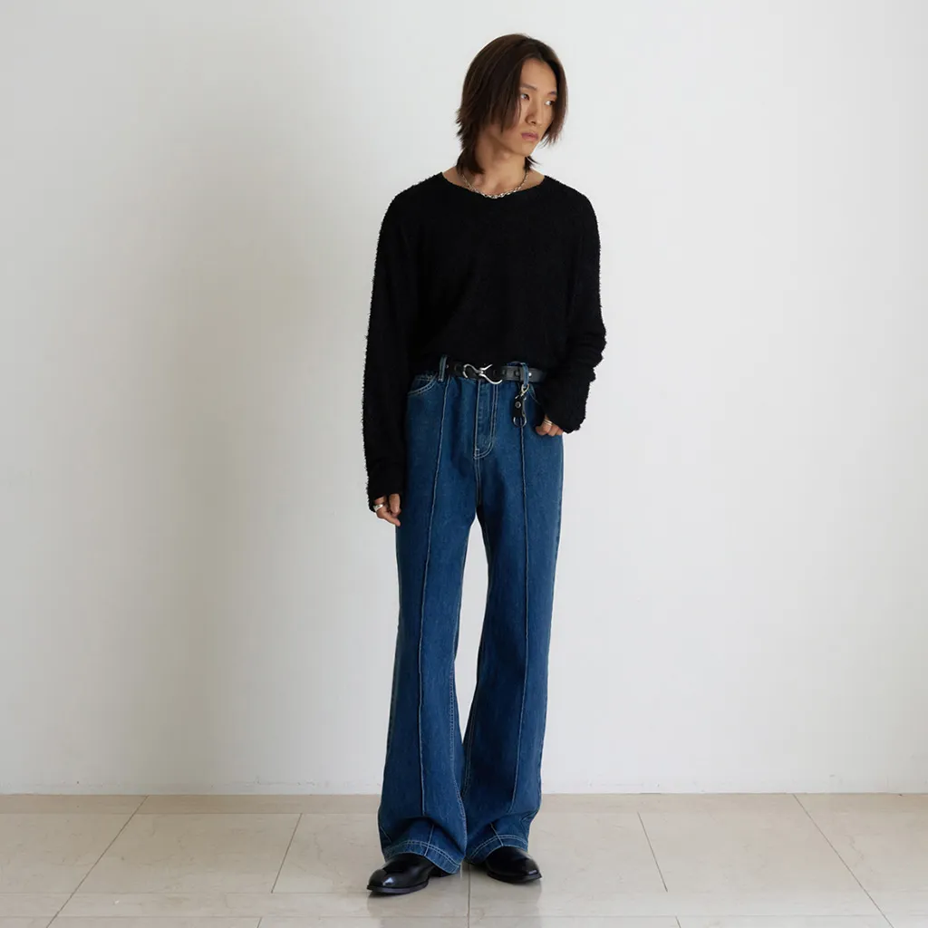 ピンタックストレートデニムパンツ