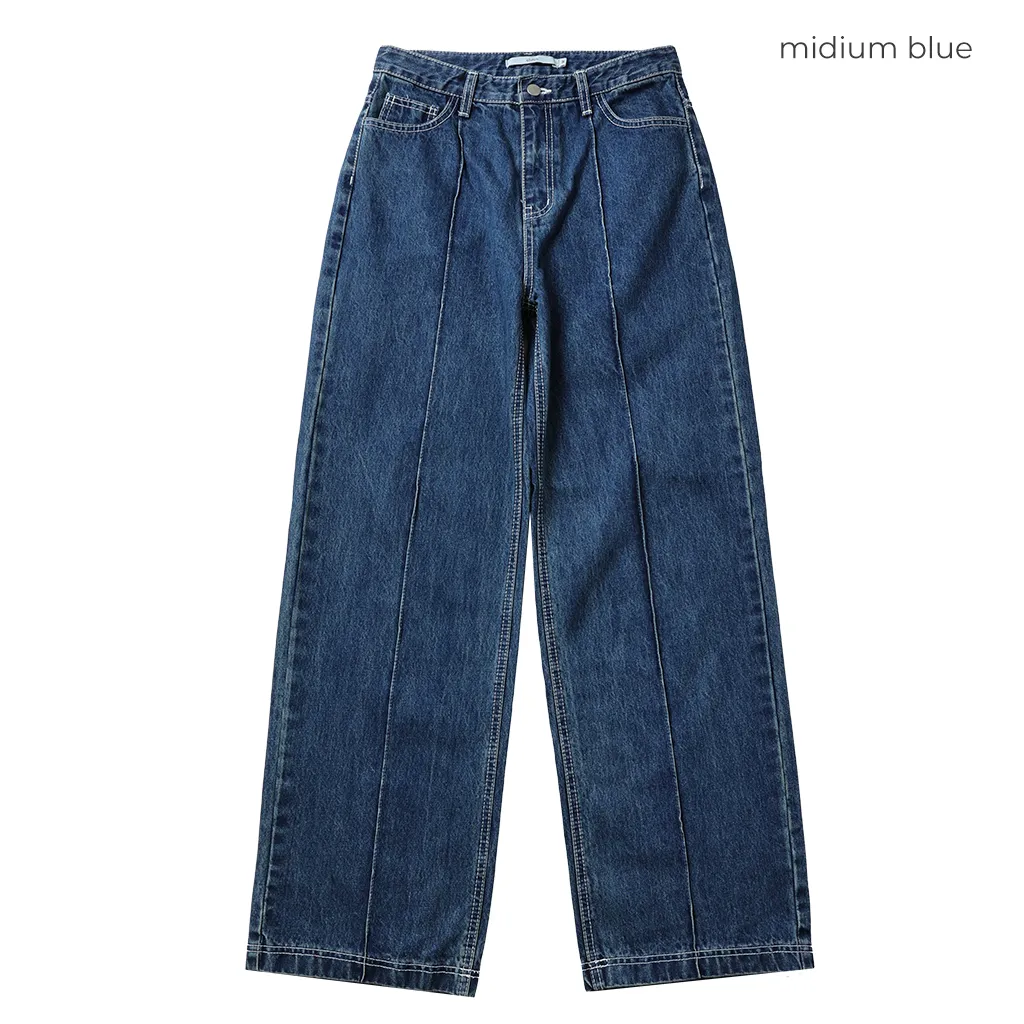 ピンタックストレートデニムパンツ