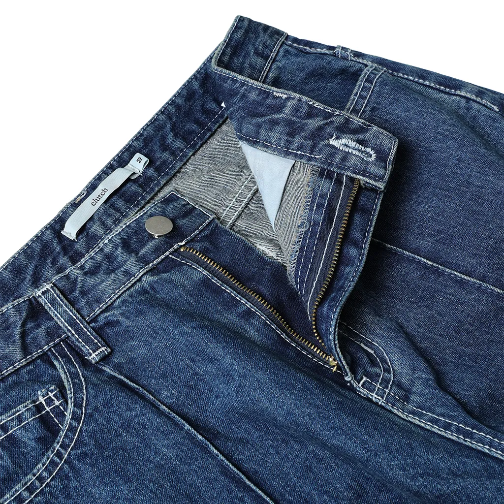 ピンタックストレートデニムパンツ