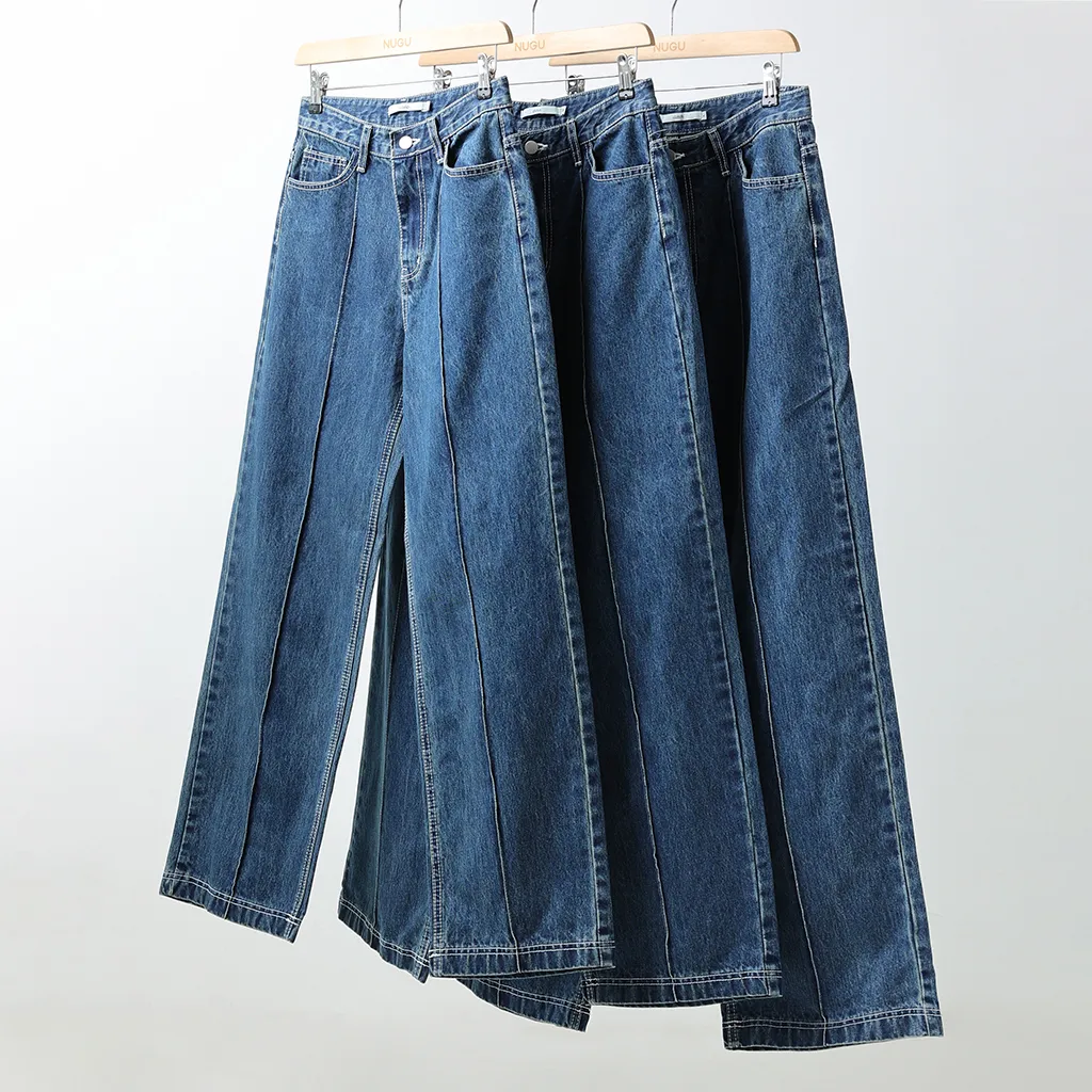 ピンタックストレートデニムパンツ
