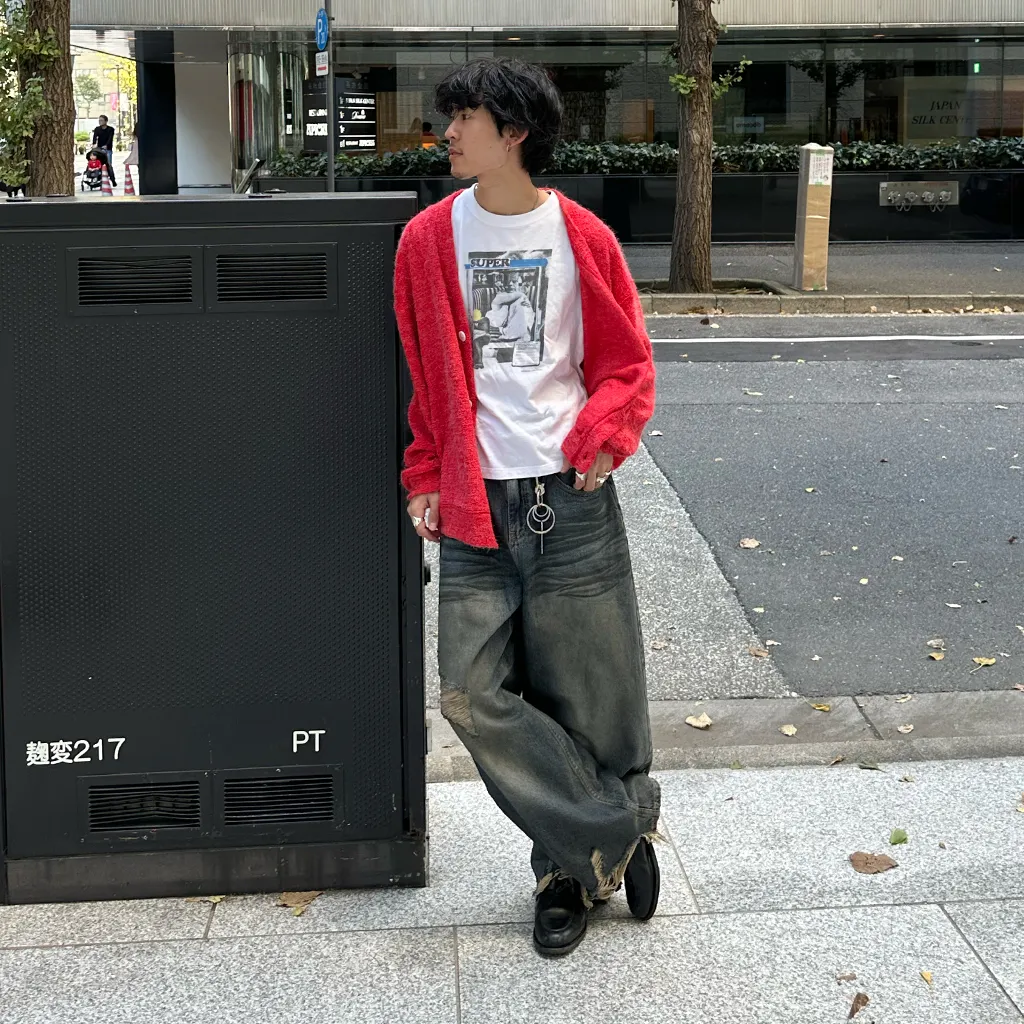 (ユニセックス) ヴィンテージダメージポイントデニムパンツ