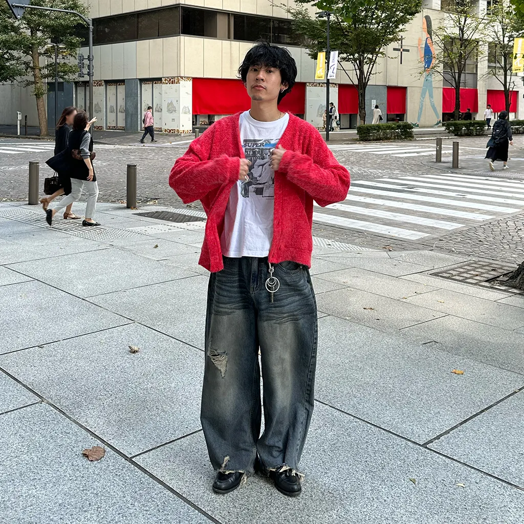 (ユニセックス) ヴィンテージダメージポイントデニムパンツ