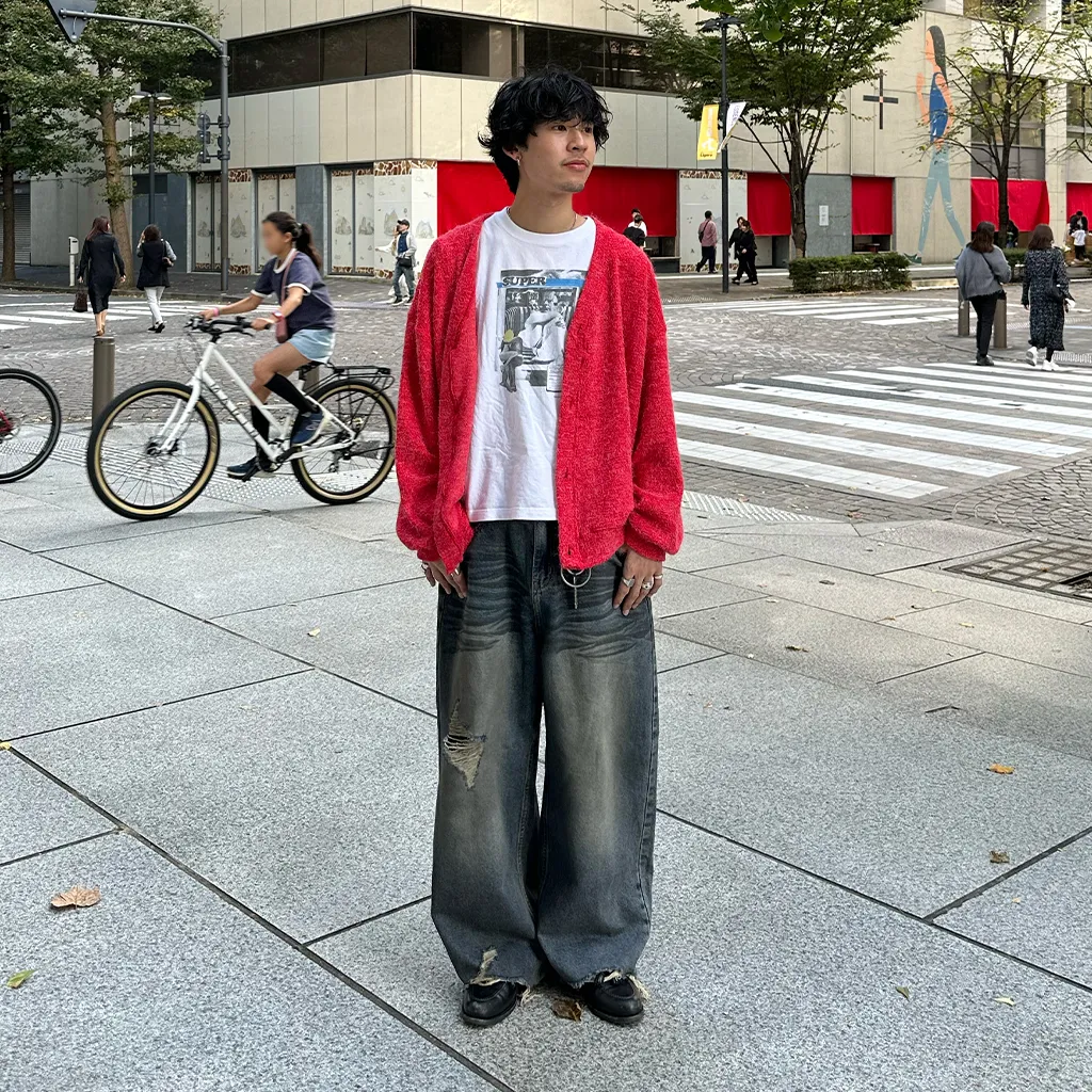 (ユニセックス) ヴィンテージダメージポイントデニムパンツ