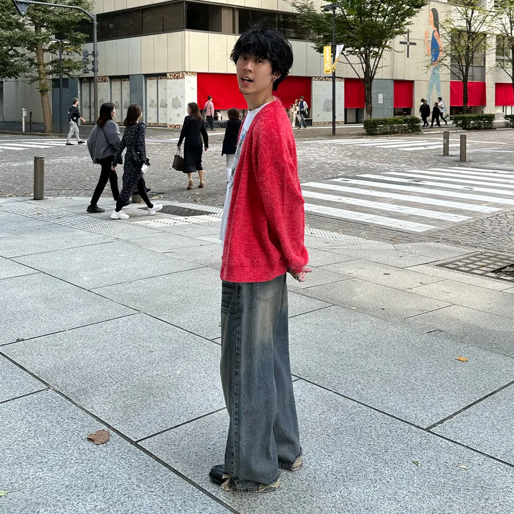 (ユニセックス) ヴィンテージダメージポイントデニムパンツ