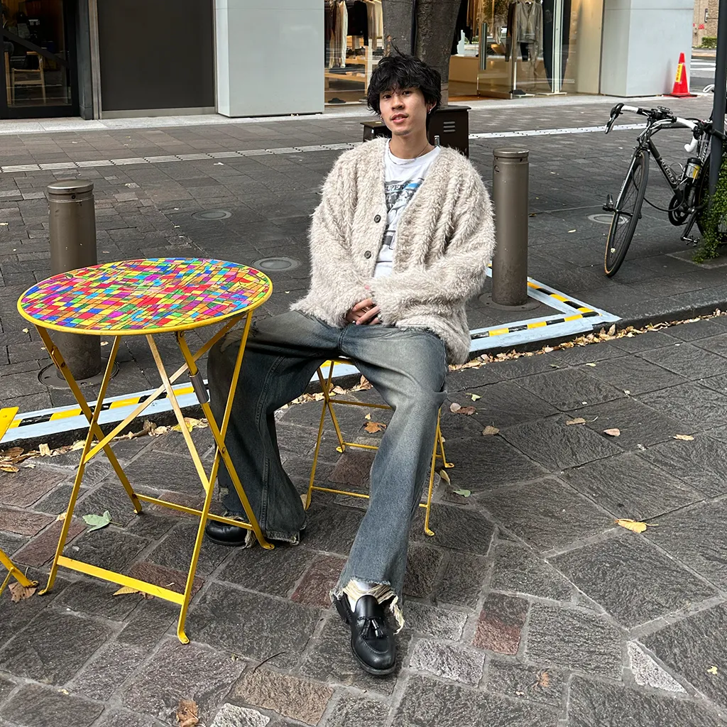 (ユニセックス) ヴィンテージダメージポイントデニムパンツ
