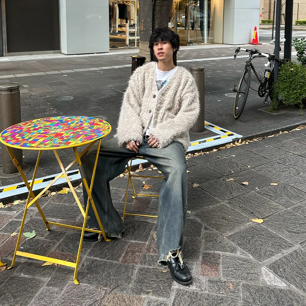 (ユニセックス) ヴィンテージダメージポイントデニムパンツ