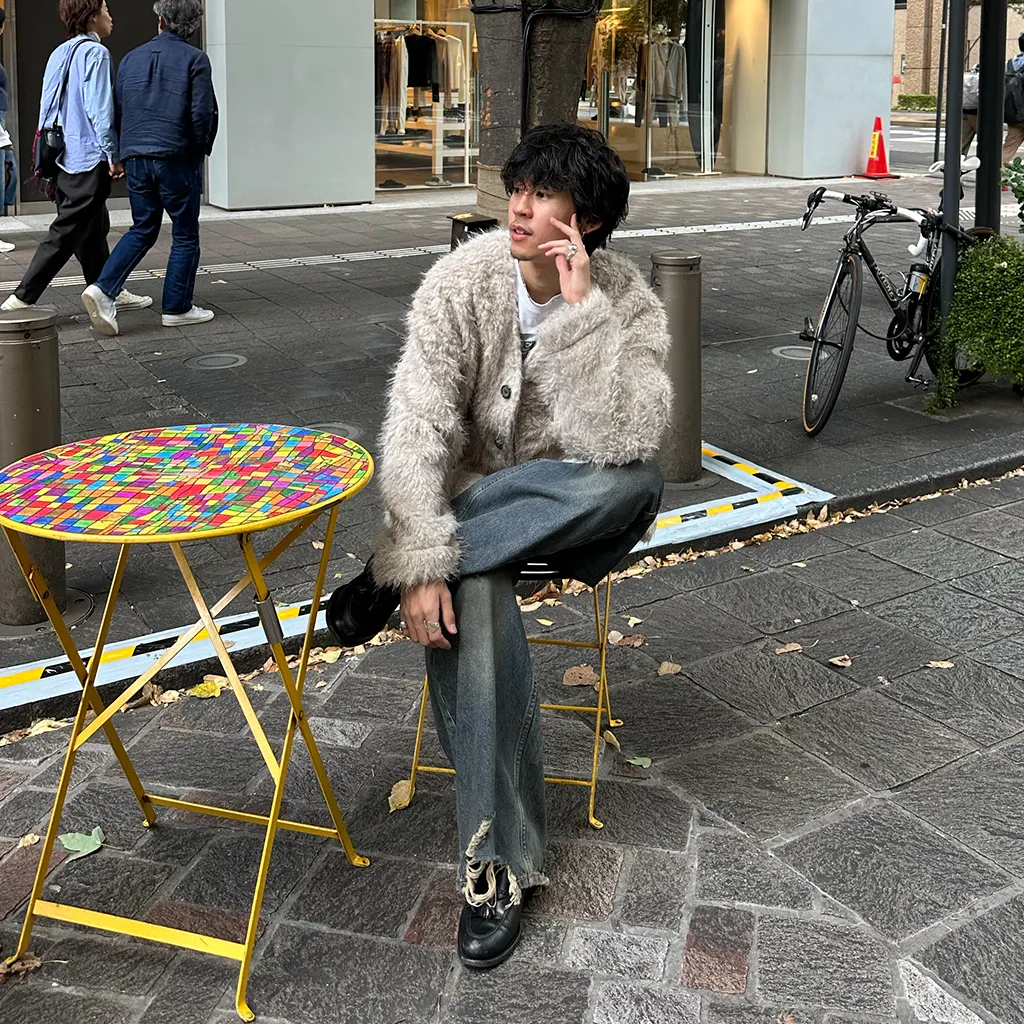 (ユニセックス) ヴィンテージダメージポイントデニムパンツ
