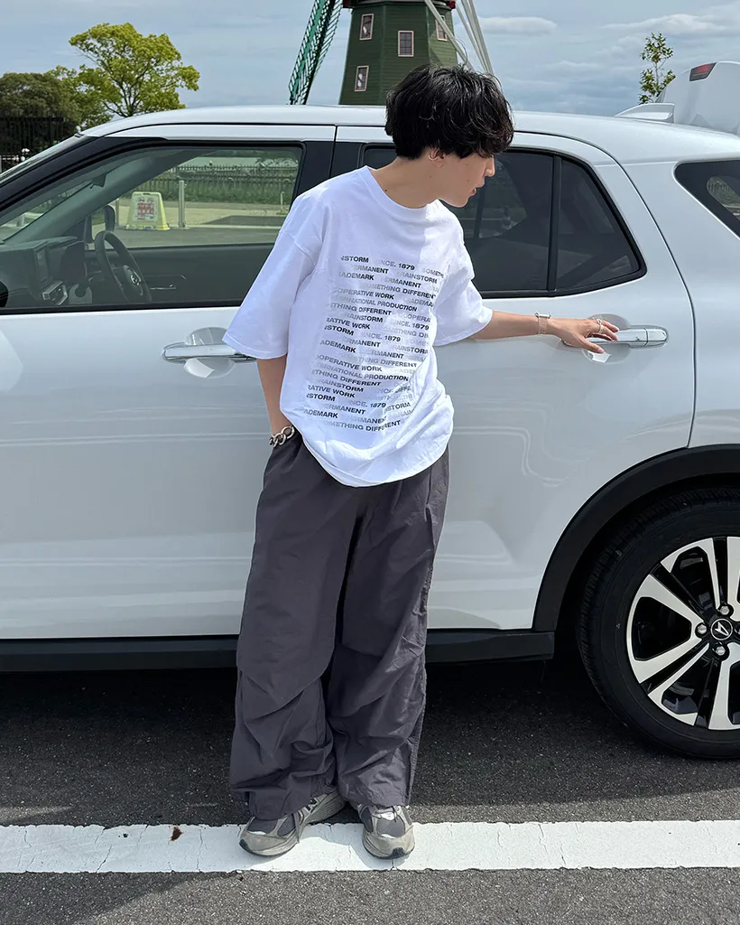 (ユニセックス）ナイロンパラシュートワイドパンツ