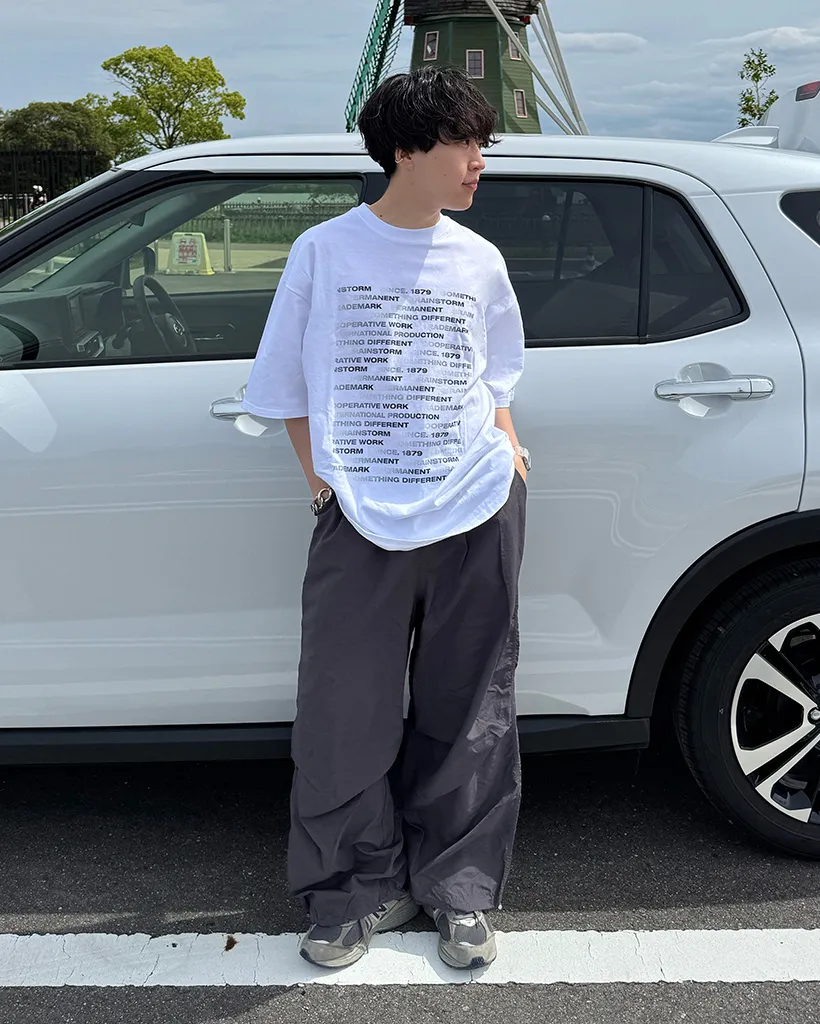 (ユニセックス）ナイロンパラシュートワイドパンツ