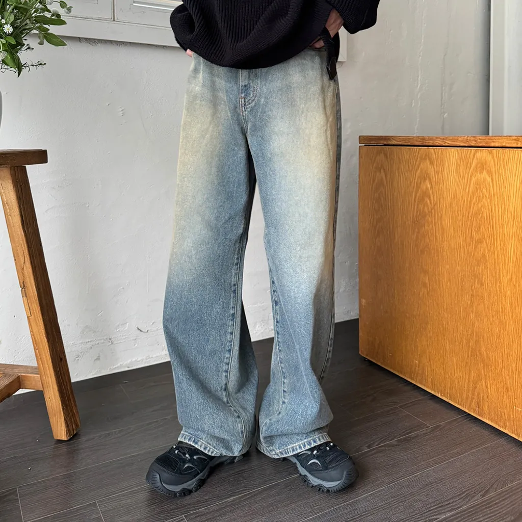 (ユニセックス) ヴィンテージウォッシュデニムパンツ