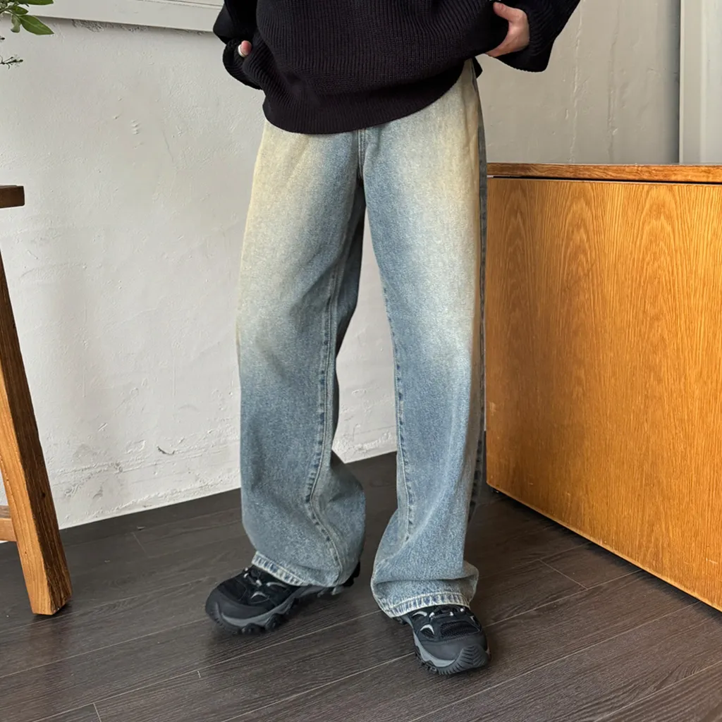 (ユニセックス) ヴィンテージウォッシュデニムパンツ
