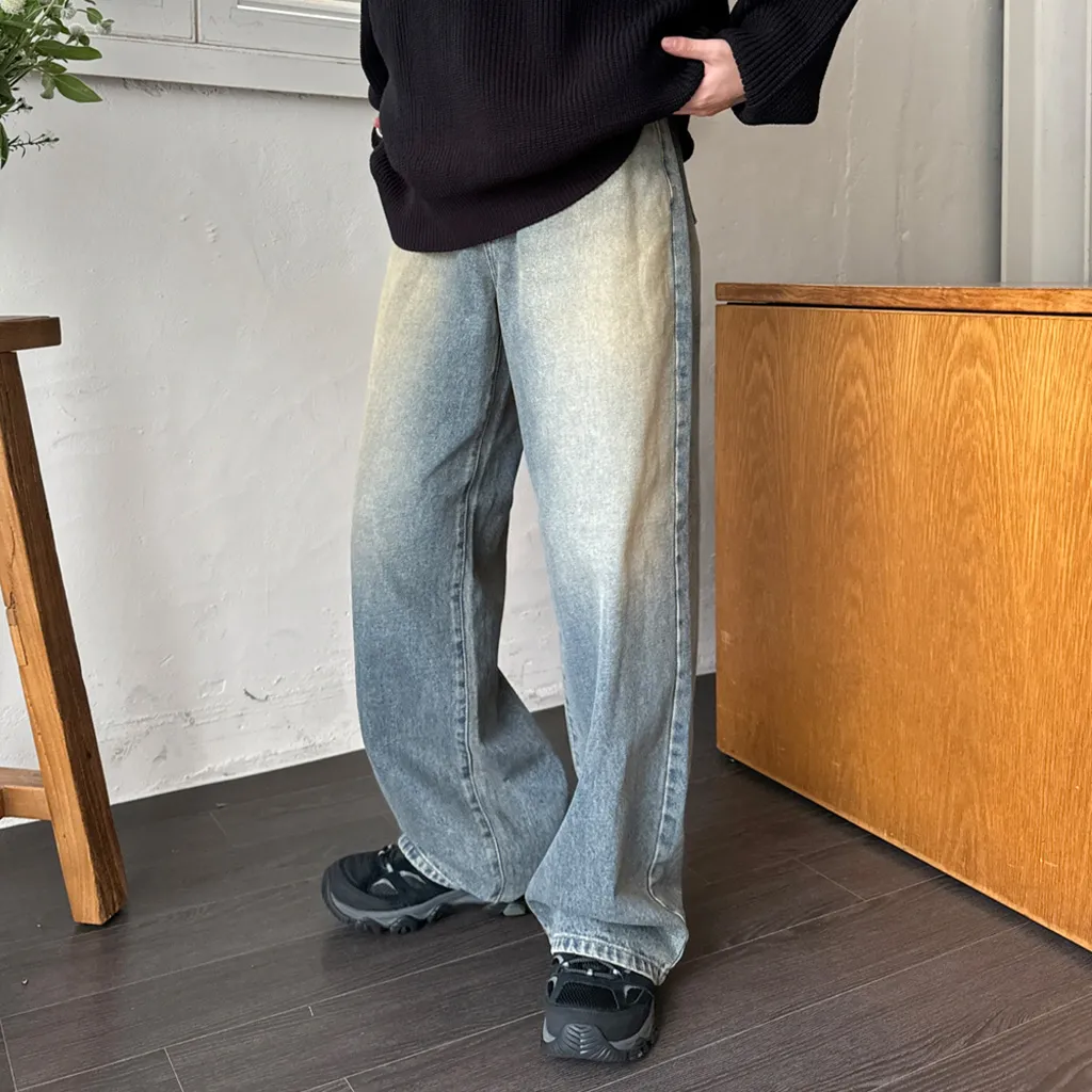 (ユニセックス) ヴィンテージウォッシュデニムパンツ