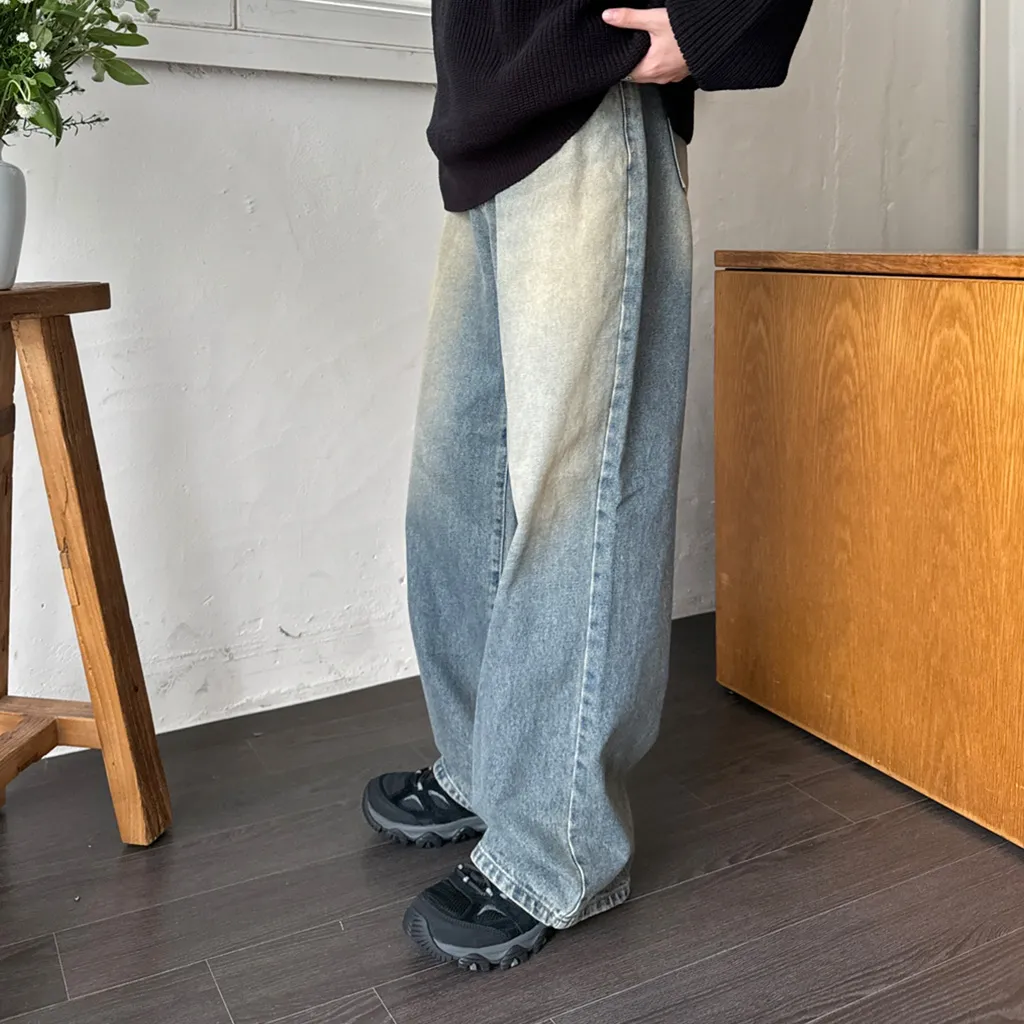 (ユニセックス) ヴィンテージウォッシュデニムパンツ