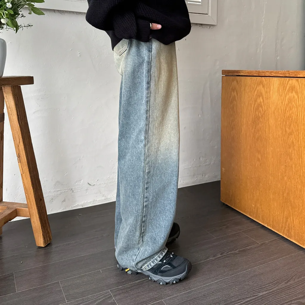 (ユニセックス) ヴィンテージウォッシュデニムパンツ
