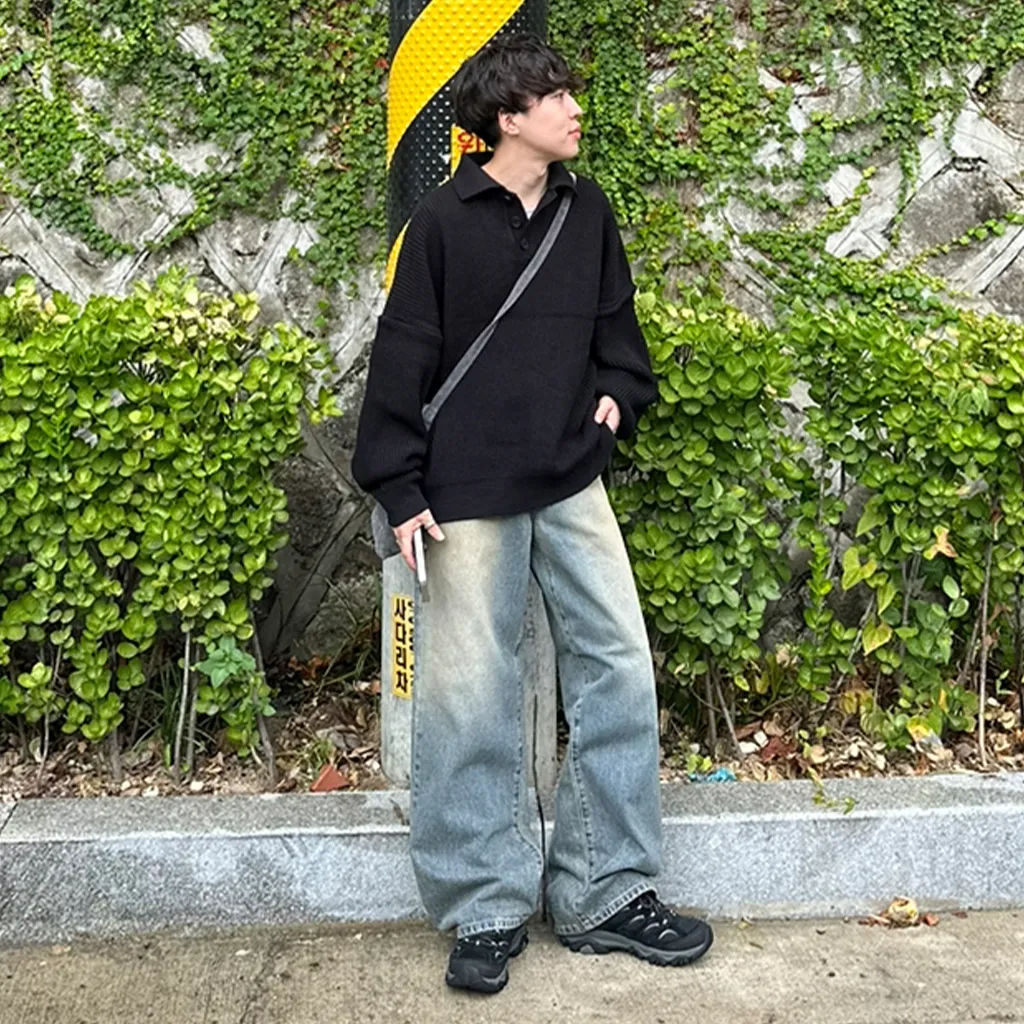 (ユニセックス) ヴィンテージウォッシュデニムパンツ