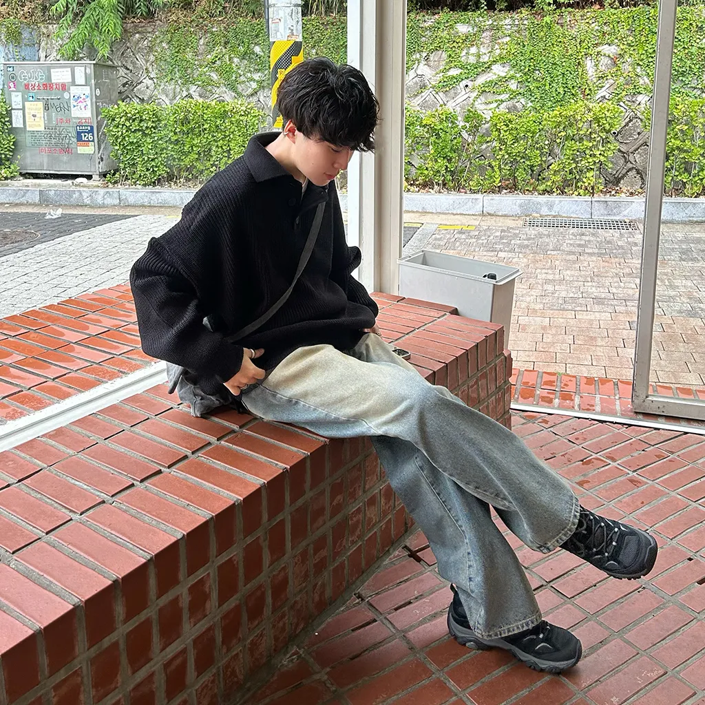 (ユニセックス) ヴィンテージウォッシュデニムパンツ