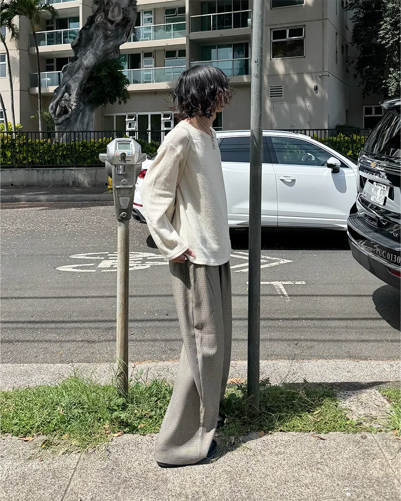 (ユニセックス)ハウンズトゥースチェック ワイドパンツ