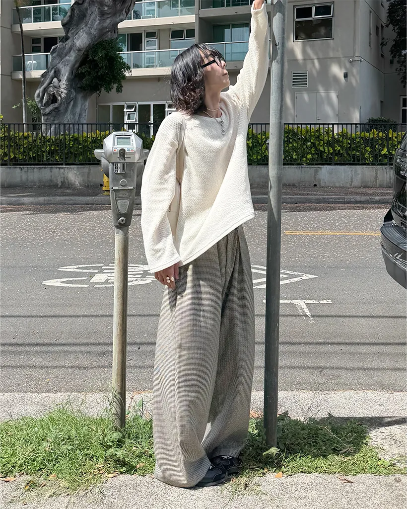 (ユニセックス)ハウンズトゥースチェック ワイドパンツ