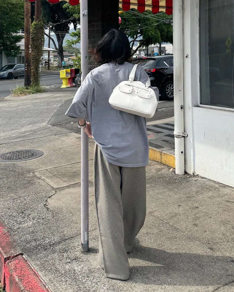 (ユニセックス)ハウンズトゥースチェック ワイドパンツ