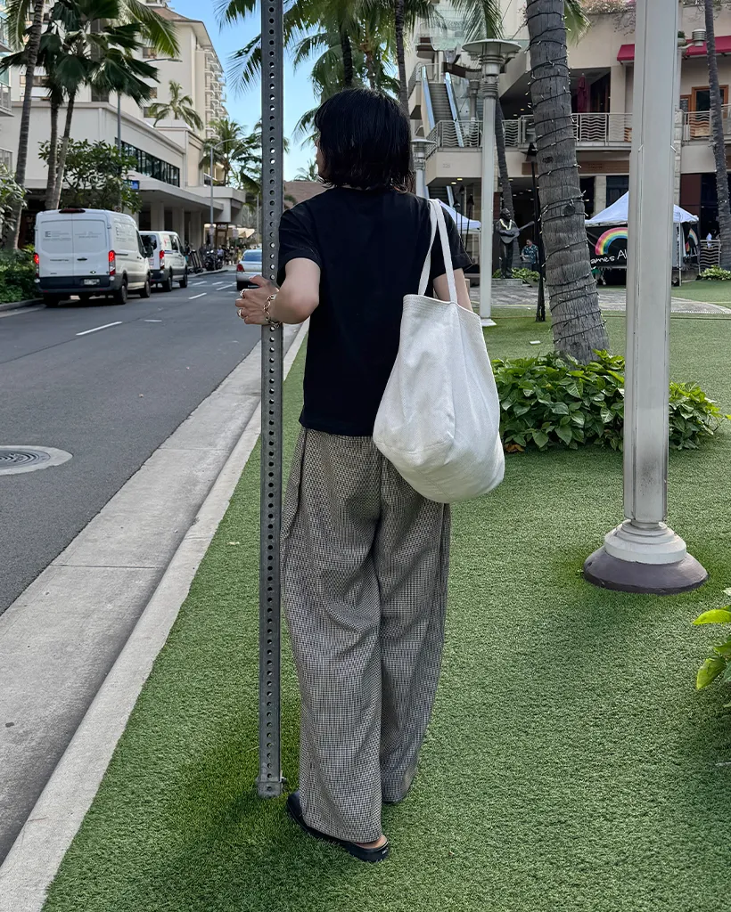 (ユニセックス)ハウンズトゥースチェック ワイドパンツ