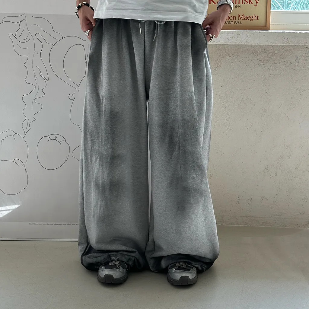 (ユニセックス) ウォッシュワイドスウェットパンツ